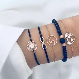 5-piece Layering ‘I love this Earth’ Bracelet Set